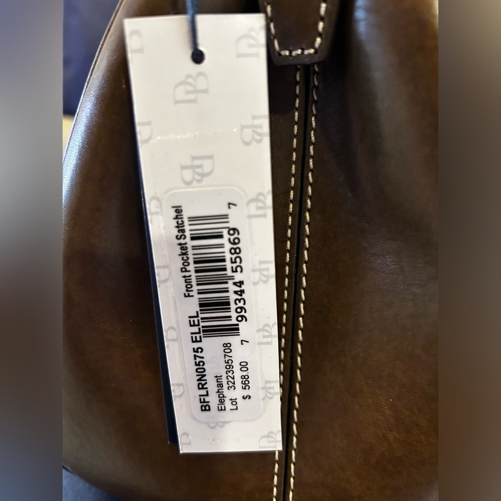 Dooney and Bourke Florentine Toscana Front Pocket Satchel NWT, Elephant color - Picture 4 of 12